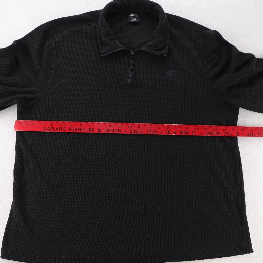 Starter Mens Black Grid Fleece 1/4 Zip Pullover Jacket Size Large L Mock Neck - Picture 9 of 10